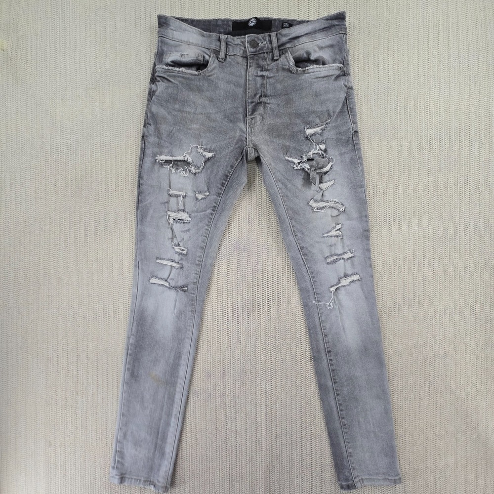Jordan Craig Ross Jeans Men 30x32 Gray Light Wash Slim Tapered Distressed